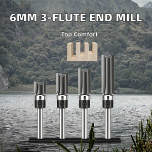 Fraise à rainurer et à tailler YF6mm 1/4" à queue ronde, 3 dents, avec roulement inférieur, tête en carbure de tungstène, OEM Matthew - Product Image 2