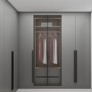 Fabricant chinois Armoire en bois gris bon marché pour chambre à coucher Conception de placard pour vêtements - Product Image 1