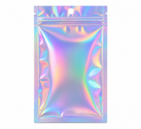 Sac refermable à fermeture éclair holographique durable avec logo personnalisé, scellé sur trois côtés, en film laser BOPP/VMPET/PE, modèle 24, pour bijoux et cadeaux