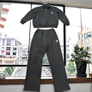 เสื้อสเวตเชิ้ตคอกลมแบบซิปครึ่งตัวพิมพ์ลายฟล็อกคุณภาพสูงสำหรับฤดูหนาว ชุดเซ็ตแทรคสูททรงหลวมไหล่ตก - Product Image 3