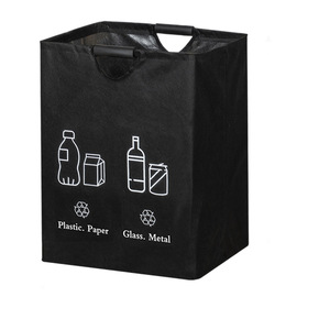 Foldable Recycling <b>Bin</b> Large Capacity Rectangular Polyester Indoor Storage Basket For Plastic Paper Glass <b>Metal</b> Waste Sorting - Product Image 5