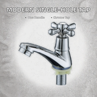 Robinet de lavabo monotrou en alliage de zinc pour eau froide, finition chromée, poignée unique, design moderne à montage sur comptoir, idéal pour salle et chambre.