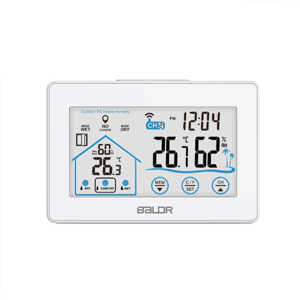 Wireless Indoor Outdoor Thermometer Hygrometer Digital Weather Station Touch Screen Hot Sale