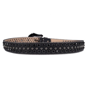Nuevo estilo <span class=keywords><strong>All</strong></span> <span class=keywords><strong>Black</strong></span> Bling Mens Christmas Rhinestone Cinturones Diamante Cristal y remache Tachonado Rock <span class=keywords><strong>Star</strong></span> Cinturón de cuero - Product Image 5
