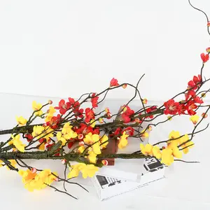 Plum Long Stem Cheap Plastic Silk Winter Sweet Artificial Plum Blossom Retro Style For Decor