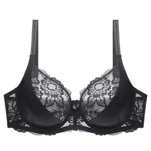 Floral Women's Sexy Black long Lace Bra Bralette Brassiere Women