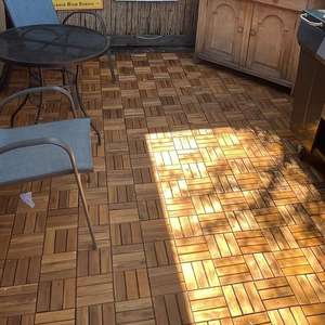 2025 New Arrivals 12 Slats Carbonized Pine Interlocking Patio Deck <b>Tiles</b> for Outdoor Wood Floor <b>Covering</b> - Product Image 2