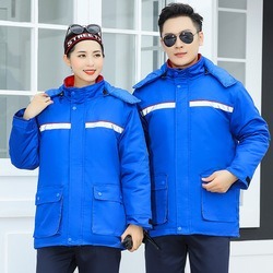 Giacca da lavoro invernale imbottita in cotone traspirante personalizzata uniforme di protezione dal freddo per i lavoratori della costruzione di strade ferroviarie - Product Image 6