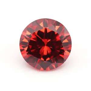 Top Quality Synthetic 5a Orange Red Color Round Shape Cut Cubic Zirconia Wholesale Loose Cz Zircon Stones