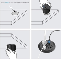 Multiprise encastrable de bureau avec ports USB et chargeur, pour mobilier de bureau, cordon d'extension UE