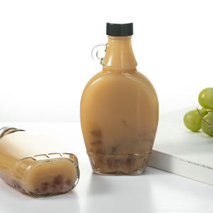 Transparente al por mayor 8FL.oz personalizado vacío a granel mango de vidrio botella plana leche jugo bebida café vidrio embalaje - Product Image 1