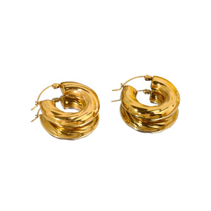 Pendientes de Aro Trenzados, Chapados en Oro de 18k, Acero Inoxidable, Forma Geométrica, Joyería de Moda - Product Image 5