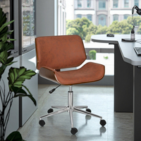 Chaise de bureau exécutive ergonomique moderne avec hauteur réglable, structure en fer et plateau en contreplaqué courbé