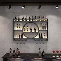 Support mural pour bouteilles d'alcool, présentoir flottant en fer pour vin, pour magasin de détail ou bar