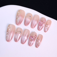 Fournisseur en gros de faux ongles faits main à presser, rose ombré, effet œil de chat, or, floral, perle, strass, paillettes, perles décoratives, réutilisables, pour nail art