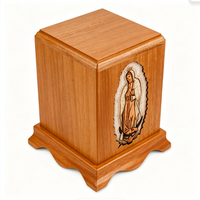 Urne funéraire en bois pour animaux de compagnie avec incrustation Notre-Dame de Guadalupe, religieuse, catholique, verticale, pour cendres de chien ou de chat, souvenir commémoratif