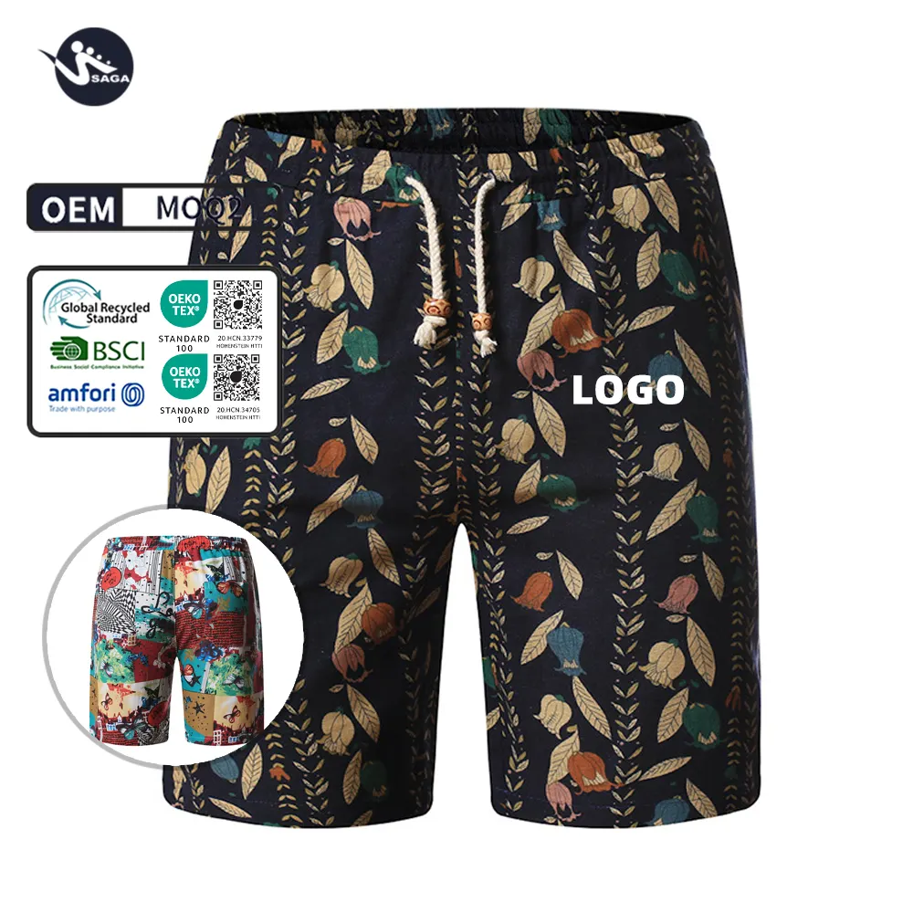 Pantalones cortos de playa informales de verano con cordón de ajuste clásico personalizado para hombre