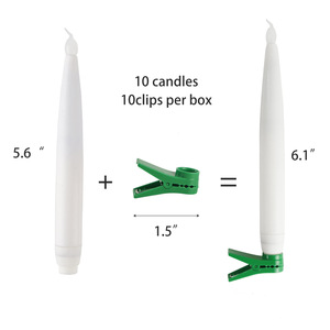 Lot de 10 longues bougies électroniques <span class=keywords><strong>LED</strong></span> lampe de décoration de Noël avec <span class=keywords><strong>pince</strong></span> - Product Image 2