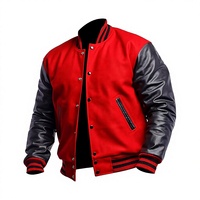 Blouson universitaire personnalisé avec patch brodé en chenille, corps en laine, manches en cuir, vente en gros OEM