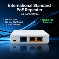 Extenseur PoE 1 entrée 2 sorties 100 Mbps RJ45, répéteur mural 250 m pour caméra IP CCTV, empilable, QoS IEEE 802.3AF/AT ANPA AP-102JL
