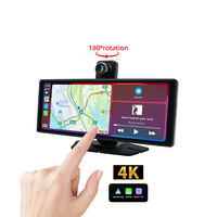 Moniteur de voiture Android portable 10,26 pouces, écran tactile IPS HD 4K avant, 1080P arrière, avec navigation mains libres pour véhicule