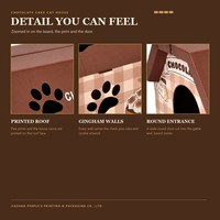 Maison pour chat en carton motif gingham en forme de gâteau au chocolat avec griffoir en forme de tranche de gâteau pour chats d'intérieur, vente en gros, direct usine