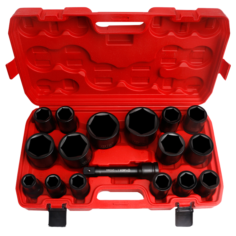 Customizable 17-Piece Heavy Duty Metric Socket Set 1-Inch Ratchet ...