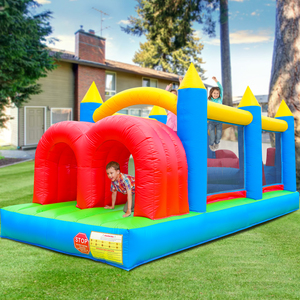 Istana pantul PVC tingkat komersial PVC rintangan tiup dengan perosotan ganda, terowongan, mendaki, hambatan - Product Image 2