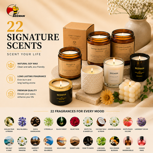 Candela Profumata Beeman <span class=keywords><strong>in</strong></span> <span class=keywords><strong>Cera</strong></span> di Soia <span class=keywords><strong>Naturale</strong></span> con Coperchio <span class=keywords><strong>in</strong></span> Legno, <span class=keywords><strong>in</strong></span> Barattolo di Vetro, Fragranza per la Casa, Regalo, OEM ODM Etichetta Privata - Product Image 2