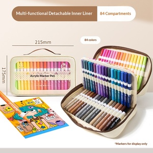 Sac de rangement <span class=keywords><strong>pour</strong></span> marqueurs et crayons acryliques 84 couleurs, grande capacité, multifonctionnel, portable, en toile, détachable - Product Image 4