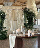 Nouveau design arc doux décoration toile de fond rideaux mariage plissé drapé mariage soie drapé drap rideaux