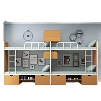 Lit superposé en fer à double niveau, design moderne et simple, démontable, idéal pour les dortoirs scolaires et les dortoirs d'employés d'entreprise