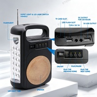 Haut-parleur solaire multifonctionnel Bluetooth et radio FM, lumière d'urgence pour le camping en plein air, batterie intégrée de 5400mAh, lecteur MP3 USB