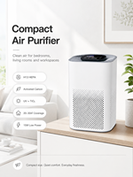 Purificateur d'air intelligent pour petite pièce avec filtre HEPA 13 14 au charbon actif, contrôle par application tactile