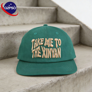 QZFSO Custom Logo 3D Embroidered Vintage <b>Flat</b> Visor Structured SnapBack <b>Cap</b> Men's Washed Vintage Baseball Hat - Product Image 1