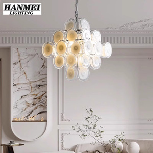 Luminaire suspendu moderne de forme carrée, de taille moyenne, de forme ronde, pour salon, chambre à coucher, hôtel, avec abat-jour en verre brun HM-LK-6400 Rose - Product Image 4