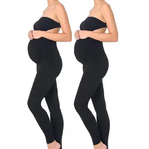 2Pcs Leggings de maternité pour femmes Pantalon de yoga grande taille sans coutures Pantalon de yoga pour enfants Pantalon de <span class=keywords><strong>grossesse</strong></span> extensible - Product Image 1