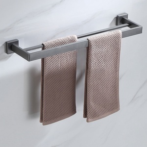 Ensemble d'accessoires de salle de bain à fixation murale en acier inoxydable finition brossée, porte-serviettes, étagère, porte-brosse WC, porte-savon, panier d'angle, minimaliste - Product Image 3