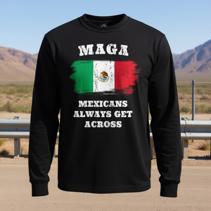 Camiseta de manga larga Maga Mexicans Always Get Across, color negro, unisex, talla para adultos - Product Image 3