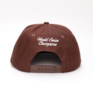 Casquettes Snapback en coton avec logo brodé personnalisé à 5 panneaux, chapeaux marrons - Product Image 5