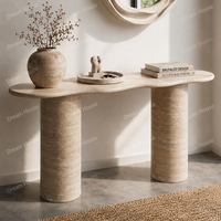 Table console d'entrée en marbre naturel Dream Home, plateau asymétrique, pieds en pierre coniques, pour une décoration d'entrée contemporaine