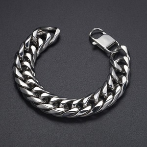 Pulsera de Cadena Franco de Acero Inoxidable Plateado de Múltiples Anchos 11/13/16/19/21mm, Brazalete Unisex Estilo Hip Hop, Joyería Urbana Europea - Product Image 4