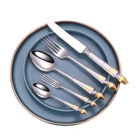Ensemble de couverts cuillère fourchette et couteau en acier inoxydable 18-10 plaqué or ensemble de couverts de sablage à usage intensif pour hôtel de mariage