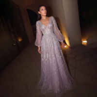 Robe de soirée formelle de luxe pour femme Lsz057, ornée de perles, manches longues bouffantes, paillettes scintillantes, robe de mariée, Jancember