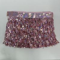 Tissu en dentelle de mariée, franges à paillettes, applique brodée, chaîne de strass, perles en velours, tissu en maille de polyester, style moderne fait à la main