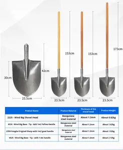 Pala <span class=keywords><strong>de</strong></span> Acero al Manganeso con Cabeza Cuadrada, Color Natural, Mango <span class=keywords><strong>de</strong></span> Madera Plateado/Marrón, Hoja <span class=keywords><strong>de</strong></span> 420mm x 240mm, Pala para Obras <span class=keywords><strong>de</strong></span> Construcción - Product Image 4