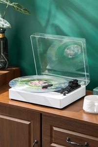 Tourne-disque <span class=keywords><strong>vinyle</strong></span> rétro en bois de marque OEM <span class=keywords><strong>pas</strong></span> <span class=keywords><strong>cher</strong></span>, style gramophone vintage, avec enregistreur BT 5W et 2 haut-parleurs, moule privé - Product Image 2