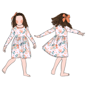 Usine directement vente imprimé fille florale à manches longues décontracté col rond robe pour enfants filles enfants - Product Image 6