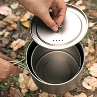 Casserole de camping pliable légère en titane pur, compatible avec les cuisinières à induction