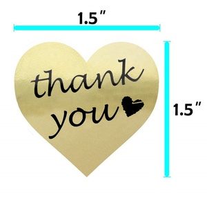 Khuyến Mại Tùy Chỉnh Vàng Hình Trái Tim Cảm Ơn Bạn Dán Foil Trang Trí Niêm Phong Nhãn 500 Dán Mỗi Cuộn 1.5 Inch Đường Kính - Product Image 2